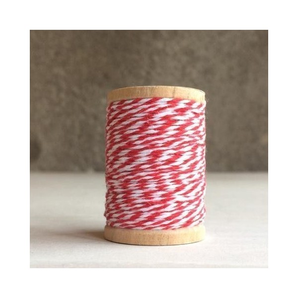 Cuerda trenzada Fancy twine rojo y blanco