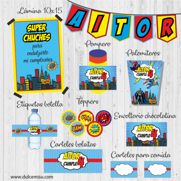 Kit de fiesta personalizado Súper Heroes